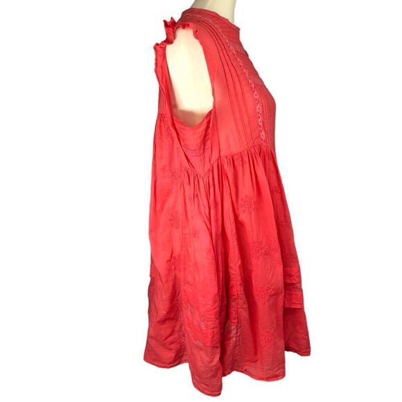 Free People Nobody Like You Cotton Peasant Dress w/ Pockets Coral Size Medium - Picture 7 of 14